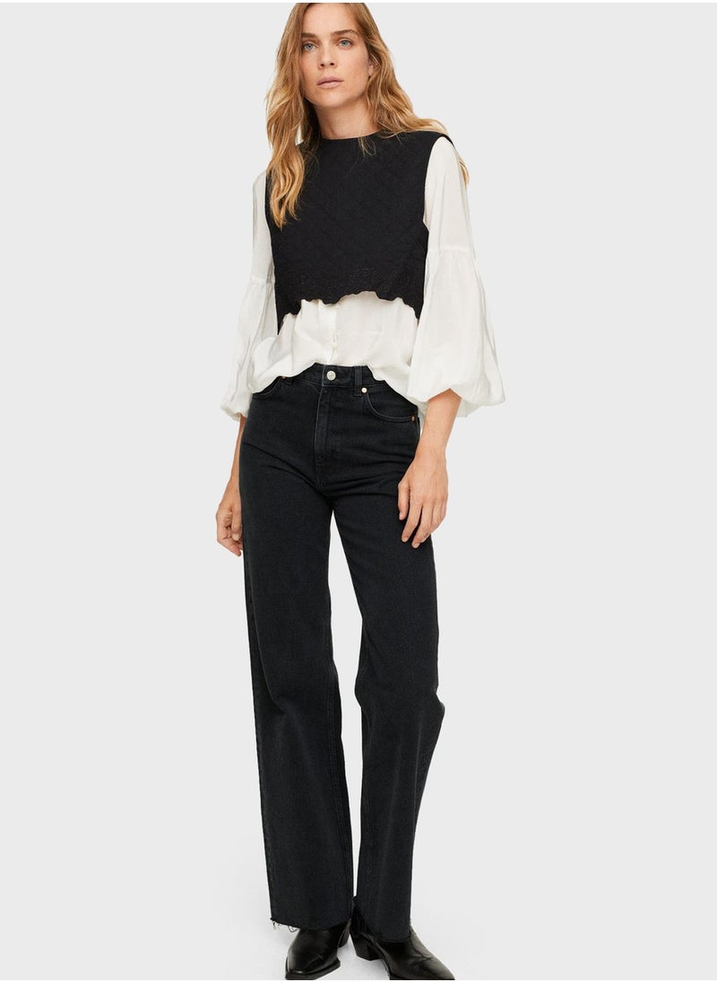 MANGO - High Waist Straight Jeans - Image 1