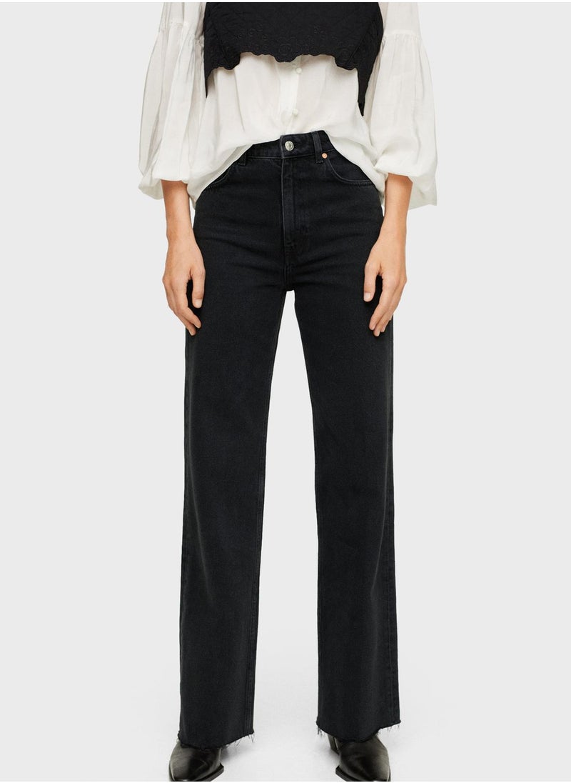 MANGO - High Waist Straight Jeans - Image 1