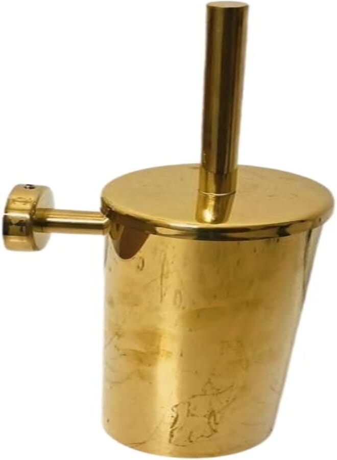 Wall-Mounted Toilet Brush Holder, Gold, Metal, Cylinder Design, Brush Included