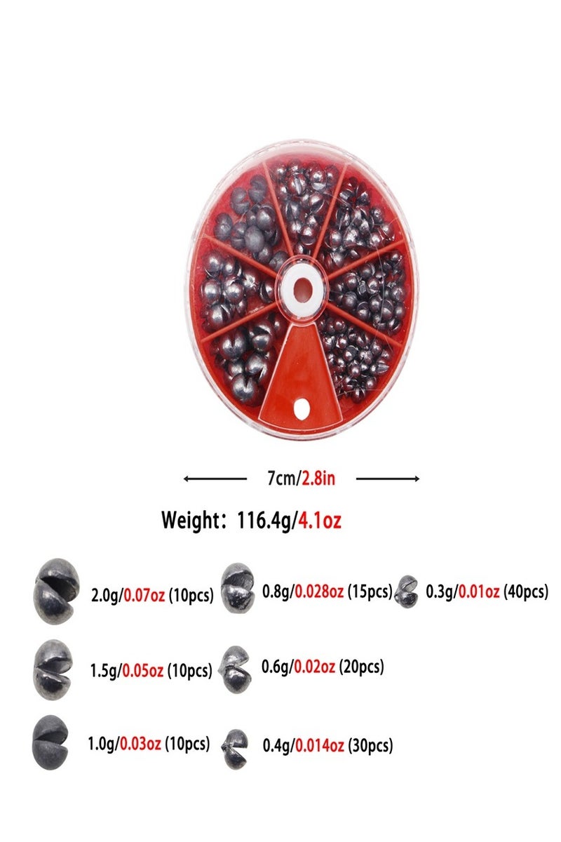 طقم وزن الصيد 135 قطعة وزن مفتوح للغوص وزن الطعم لصيد الصخور طقم صيد في علبة - Image 3