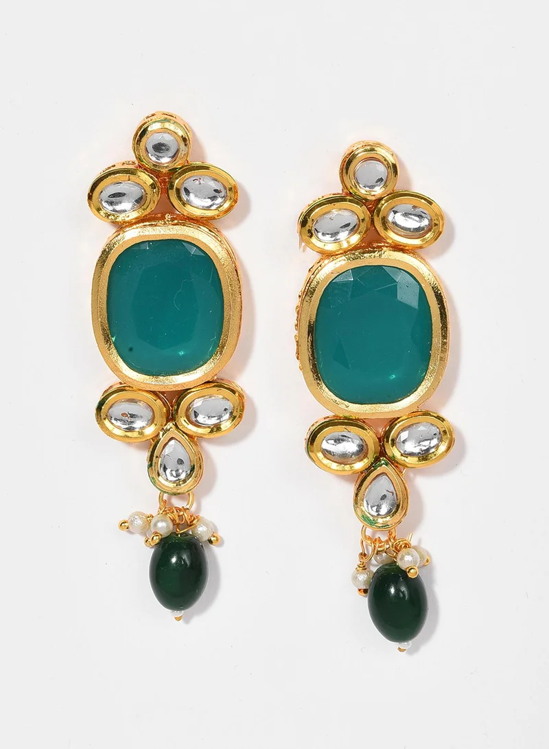 SOHI Green Stone-Studded Stone Choker Artificial Jewellery Set
