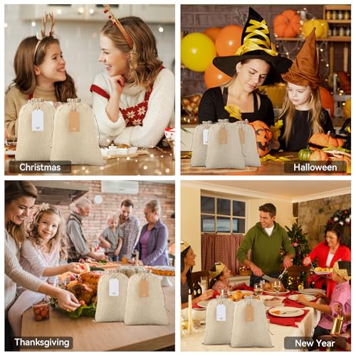 Tapleap Burlap Bags with Drawstring - 10Pcs 10x14 Gift Sacks for Wrapping Christmas or Thanksgiving Favors, Clothes, Breads, For Birthday, Wedding, DIY, Household Use - Image 5