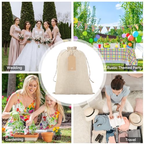 Tapleap Burlap Bags with Drawstring - 10Pcs 10x14 Gift Sacks for Wrapping Christmas or Thanksgiving Favors, Clothes, Breads, For Birthday, Wedding, DIY, Household Use - Image 4