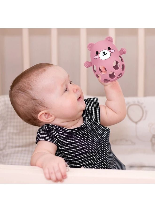 Rose Pink Baby Bear Grasp Ball Toy Hollow Easy Grip Design Infant Motor Skill Development - Image 4