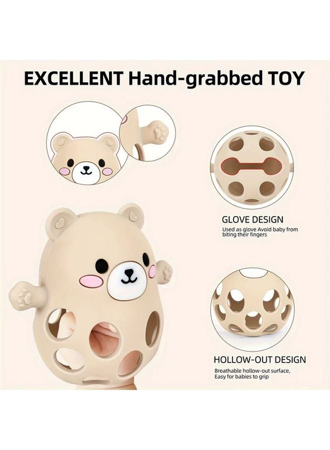 Rose Pink Baby Bear Grasp Ball Toy Hollow Easy Grip Design Infant Motor Skill Development - Image 5