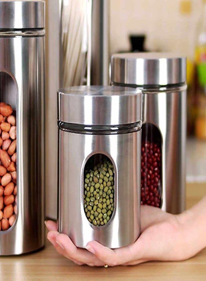 Teensery Stainless Steel Container Food Storage Jar Sealed Coffee Can Kitchen Canister with Glass Window and Airtight Lid for Tea Coffee Bean Sugar Candy Cookie Spice Flour, 1 Piece - Image 5