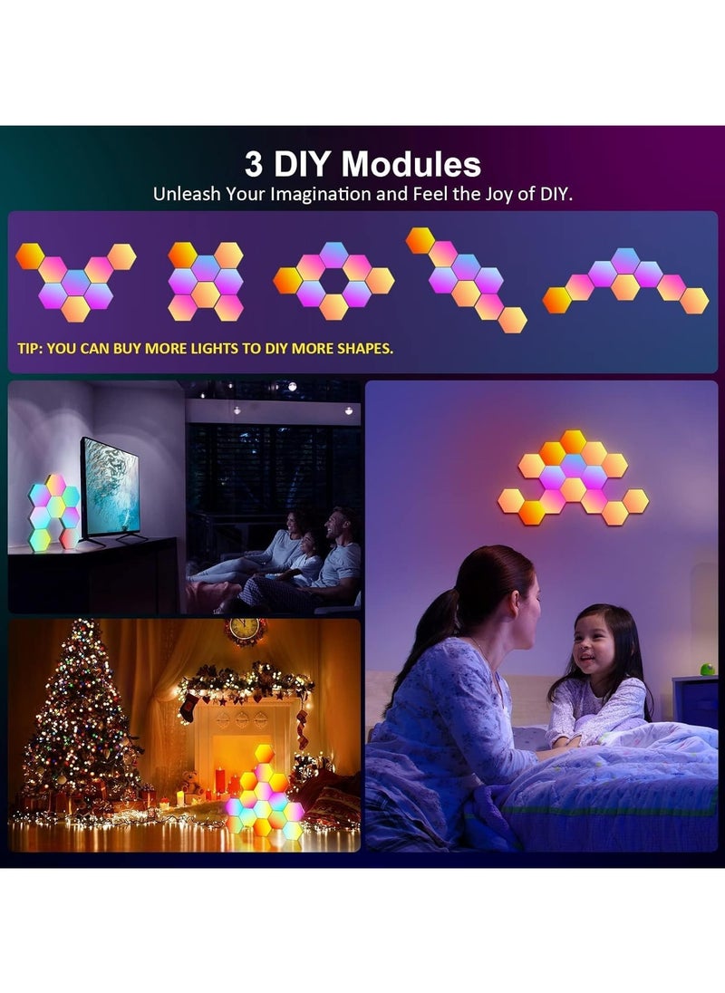 Scrolls - 6 Pieces LED Wall Hexagon Lights Remote Control Hex Smart Modular Light Panels Touch Sensitive Modular RGB Colorful Light with USB Power Decoration for Gaming Bedroom Living Room - Image 1