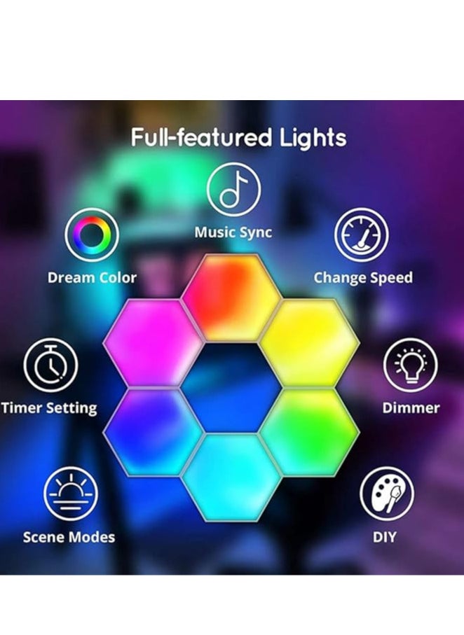 Scrolls - 6 Pieces LED Wall Hexagon Lights Remote Control Hex Smart Modular Light Panels Touch Sensitive Modular RGB Colorful Light with USB Power Decoration for Gaming Bedroom Living Room - Image 1
