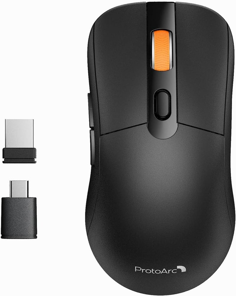 ProtoArc فأرة لاسلكية بلوتوث، فأرة USB C، EM15 فأرة لاسلكية قابلة للشحن محمولة وصغيرة من نوع USB C للابتوب والتابلت والكمبيوتر الشخصي وويندوز وماك أو إس - أسود - Image 1