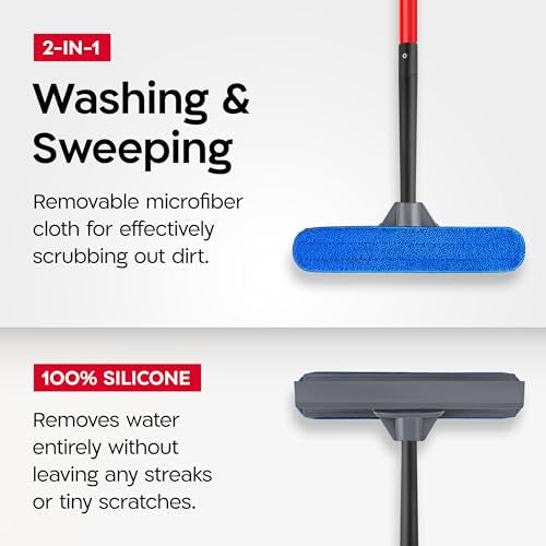 Tyroler Bright Tools Tyroler Professional Window Squeegee for Home, 12"-80" Long Squeegee for Window Cleaning, 2-in-1 Window Cleaning Squeegee Kit, Indoor & Outdoor Window Cleaner Tool for High Windows & Glass - Image 2