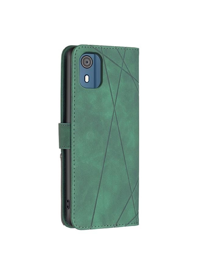 S-TOP Case For Nokia C02 Magnetic Buckle Rhombus Texture Leather Phone Case - Image 3