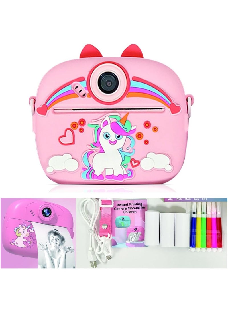Instant Print Kids Camera 48MP Dual Lens with 2.4" IPS Screen, 1080P HD Video, MP3 Player, Games, Voice Recorder, Selfie Mode, Smart Focus, Funny Frames, No-Ink Thermal Printing with 3 Paper Rolls, Rechargeable 1000mAh Battery, Expandable Memory up to 128GB – Perfect Gift for Children Ages 4-12 - Image 2