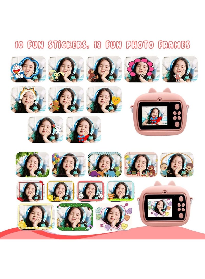 Instant Print Kids Camera 48MP Dual Lens with 2.4" IPS Screen, 1080P HD Video, MP3 Player, Games, Voice Recorder, Selfie Mode, Smart Focus, Funny Frames, No-Ink Thermal Printing with 3 Paper Rolls, Rechargeable 1000mAh Battery, Expandable Memory up to 128GB – Perfect Gift for Children Ages 4-12 - Image 4