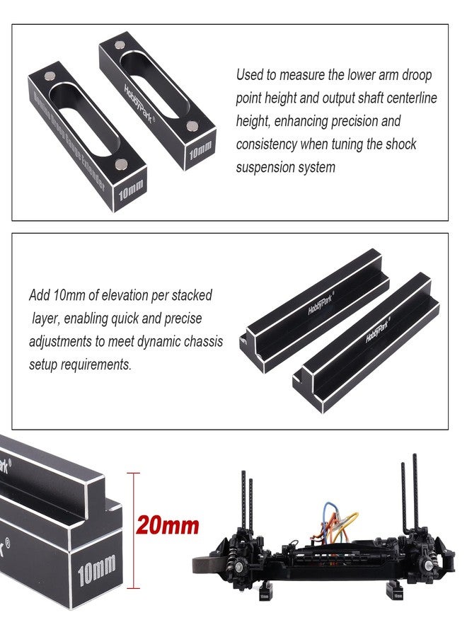 HobbyPark Aluminum Professional Droop Gauge with 10mm Blocks, Ride Height Droop Extender Tool for 1/10 RC Touring Drift Car Chassis Setup - Image 3
