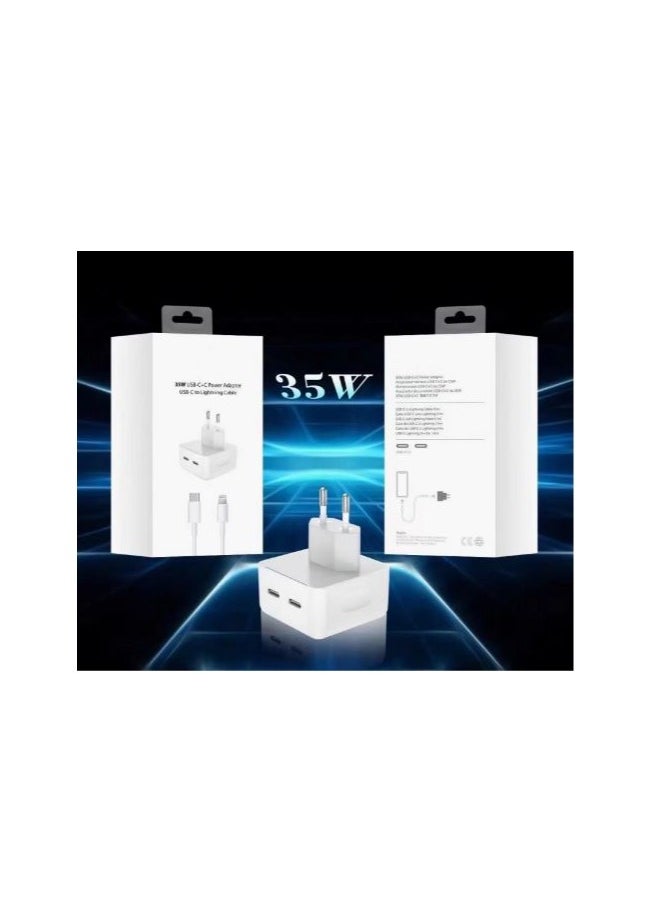 Generic - 35W Dual USB-C Type C Trifold Charger Head for iPhone 14/iPad with cable USB-C to USB C - Image 1