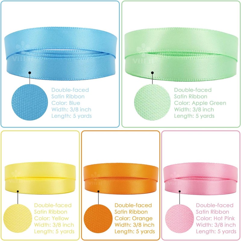 Meedee Pastel Rainbow Ribbon Assortment Satin Rainbow Colored Ribbon 3/8" X 50 Yards for Crafts, Gift Wrapping, Party Decoration, DIY Handmade Hair Bows - Image 4