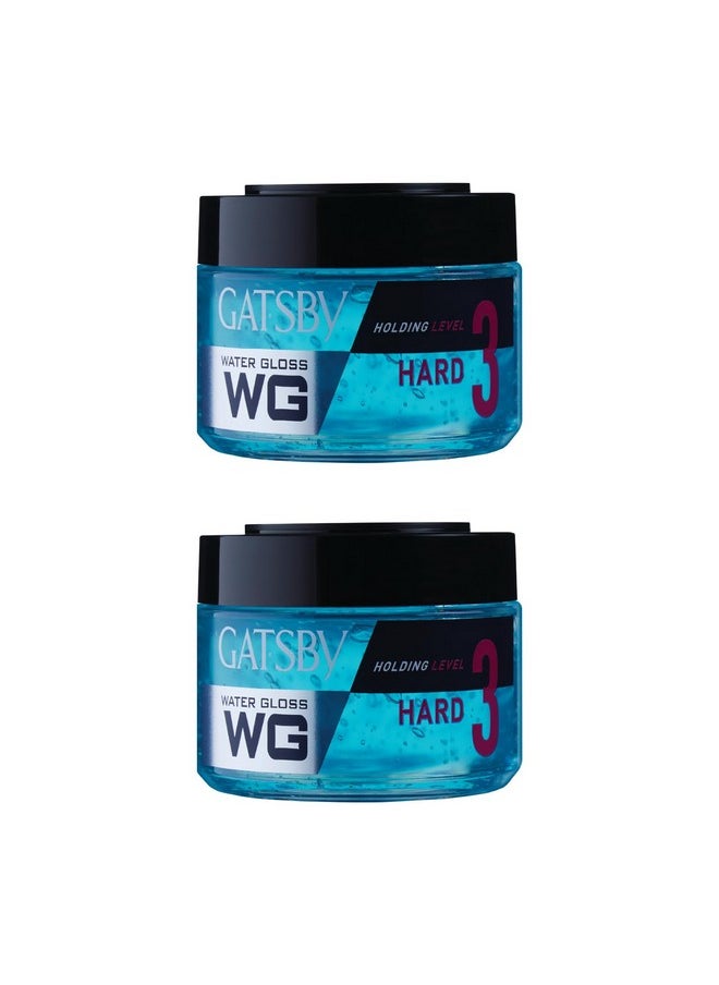 GATSBY Water Gloss - Hard, 300Gm Each Pack Of 2 | Wet Look Hair Gel, Shine Effect, Long Lasting Hold, Non Sticky, Easy Wash Off, Holding Level 3  - Image 1
