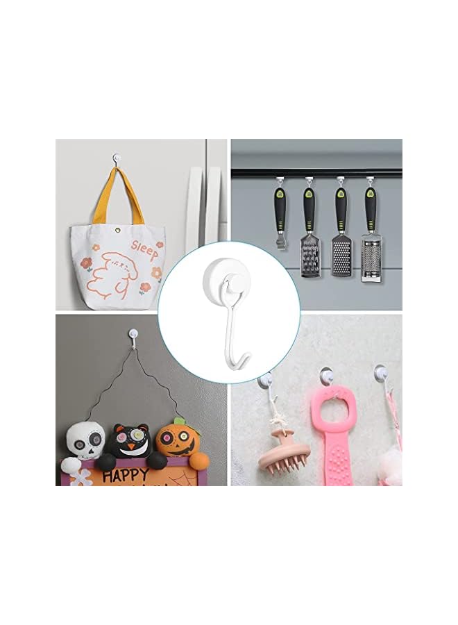 promass Magnetic Hooks, Heavy Duty Strong Neodymium Magnet Hook 30 Lbs with Rust Proof for Indoor Outdoor Hanging, Refrigerator, Grill, Kitchen, Key Holder, Locker, Classroom, White, Pack of 6 - Image 2