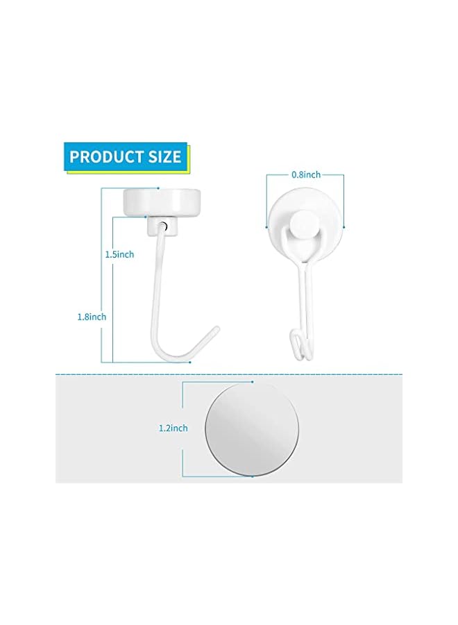 promass Magnetic Hooks, Heavy Duty Strong Neodymium Magnet Hook 30 Lbs with Rust Proof for Indoor Outdoor Hanging, Refrigerator, Grill, Kitchen, Key Holder, Locker, Classroom, White, Pack of 6 - Image 3