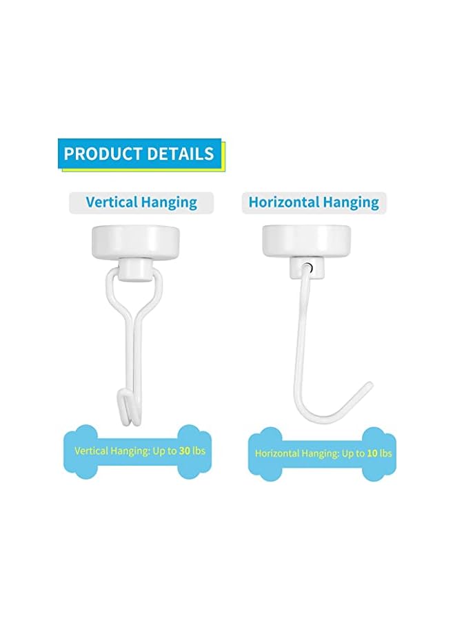 promass Magnetic Hooks, Heavy Duty Strong Neodymium Magnet Hook 30 Lbs with Rust Proof for Indoor Outdoor Hanging, Refrigerator, Grill, Kitchen, Key Holder, Locker, Classroom, White, Pack of 6 - Image 5