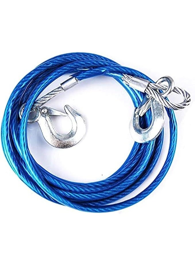 واير سحب سيارات فولاذي احترافي - كابل سحب عالي القوة للأعمال الشاقة مع خطافات أمان معززة - حبل جر اعتمادي للطوارئ والإنقاذ على الطرق - Image 1