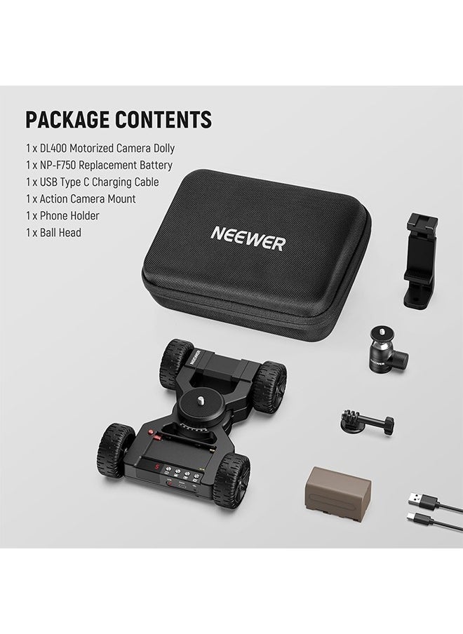 Neewer - Neewer DL400 Upgraded Motorized Camera Slider Dolly with App Control, Ultra Quiet Powerful Dual Motor Drive, 5H Runtime, Compatible with GoPro iPhone Android Samsung Smartphone DSLR Camera Camcorder - Image 1
