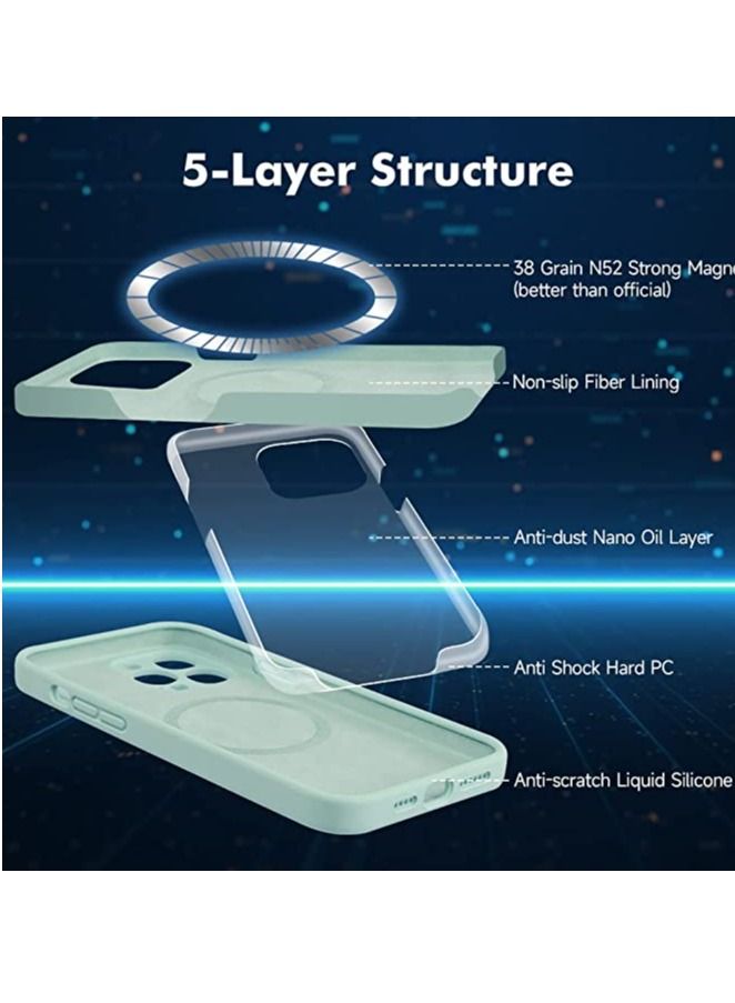 iPhone 14 Pro Max + 2 Pack Tempered Glass Screen Protector Magsafe Case Silicone Phone Case with Microfiber Lining for iPhone 14 Pro Max 6.7 inch 2022 - Image 3