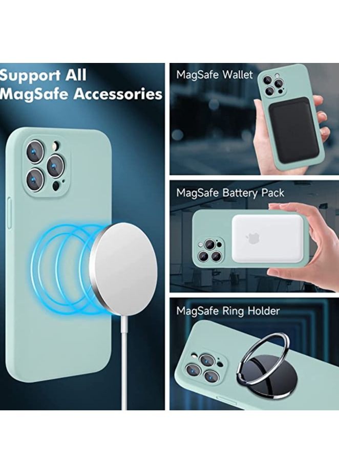 iPhone 14 Pro Max + 2 Pack Tempered Glass Screen Protector Magsafe Case Silicone Phone Case with Microfiber Lining for iPhone 14 Pro Max 6.7 inch 2022 - Image 2