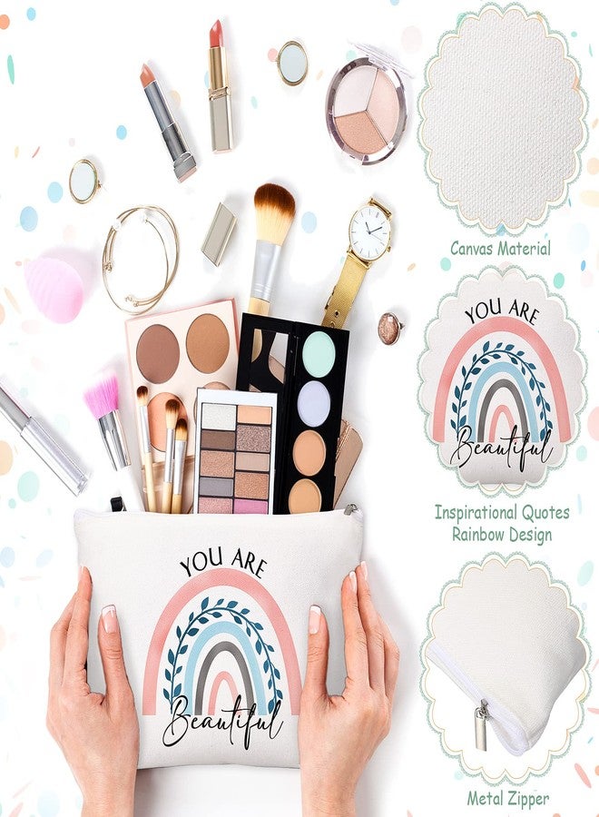 كوم مجموعة من 30 حقيبة مكياج قماشية ملهمة من كوم، هدية تقديرية لموظفات عيد الميلاد، حقائب مستحضرات تجميل تحفيزية بسحاب، حقيبة مكياج بوهيمية لزميلات العمل من فنيات الأشعة والممرضات (قوس قزح). - Image 3