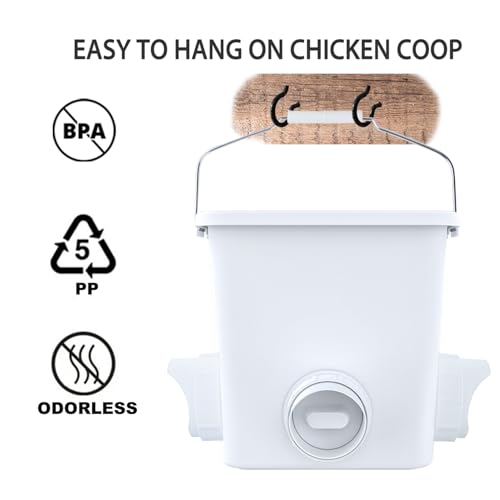 Essilnn Automatic Chicken Feeder 20lb Chicken Feed Container Bucket with 3 Rainproof Feeder Ports Hanging Poultry Feeder for Chick Duck Hen Chicken Coop Accessories Kit - Image 5