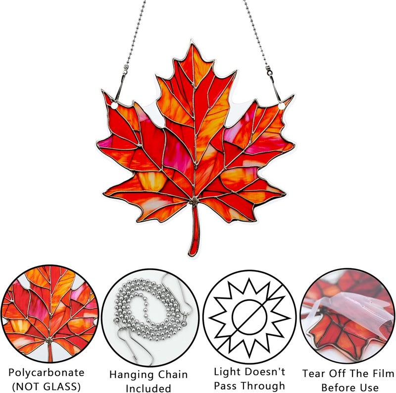 thmnj Maple Leaf Fall Ornaments Colorful Window Hanging Decorations Home Wall Decor for Indoor Outdoor - Image 3