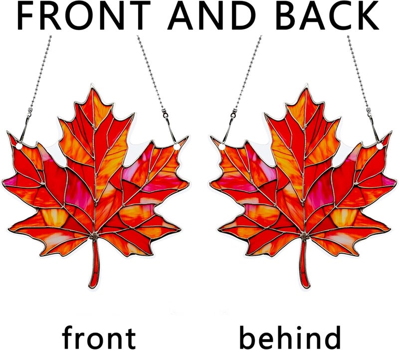 thmnj Maple Leaf Fall Ornaments Colorful Window Hanging Decorations Home Wall Decor for Indoor Outdoor - Image 4