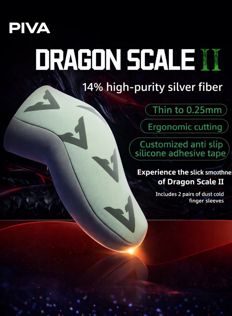 PIVA Dragon Scale II Gaming Finger Sleeves – 14% Silver Fiber, Ultra-Thin 0.25mm, High Sensitivity Anti-Sweat Touchscreen Finger Covers for PUBG Mobile, iPhone, iPad, Redmagic , Android Gaming (2 Pairs / 4 Pcs) - Image 2