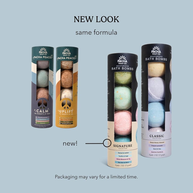 باشا سوب كو قنابل الاستحمام من Pacha Soap Co. - مجموعة قنابل استحمام عطرية مرطبة ومريحة تحتوي على الياسمين والخزامى والمريمية والنعناع، خالية من الصبغات، للبالغين، مصنوعة في الولايات المتحدة الأمريكية، عبوة من قطعتين (8 قطع) - Image 1