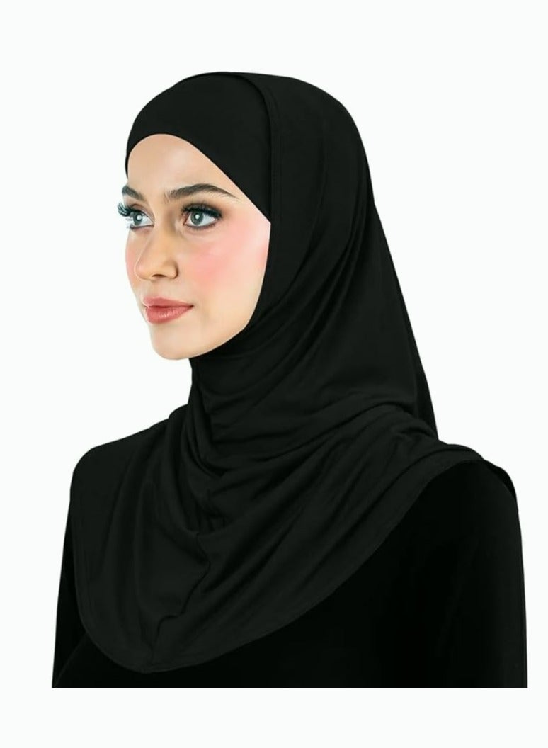 Perfectory PERFECTORY Premium 2 pc Hijab Set with Tube Cap, Easy to Wear, No Pins Required-Black & White set - Image 2