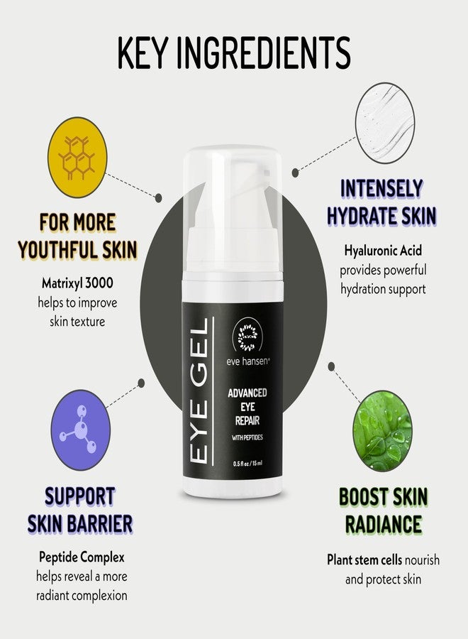 Eve Hansen Anti-Aging Eye Gel with Peptides | Under-Eye Cream With Plant Stem Cells, Hyaluronic Acid, Vitamin E | Cruelty-Free, Vegan, Made in USA .5 oz - Image 3