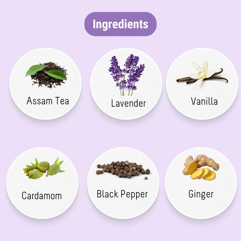 OH CHA - شاي اللافندر مع الفانيليا | شاي أسود ممزوج بالهيل، الزنجبيل، الفلفل الأسود | شاي أعشاب للنوم الجيد، العناية بالبشرة | زهور اللافندر المجففة تحت الشمس | يُحضّر ساخنًا أو مثلجًا، مشروب طاقة | 35 جرام - Image 3