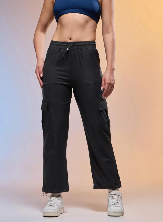 تكنوسبورت Technosport Women Solid Slim Fit Sports Cargo Track Pants