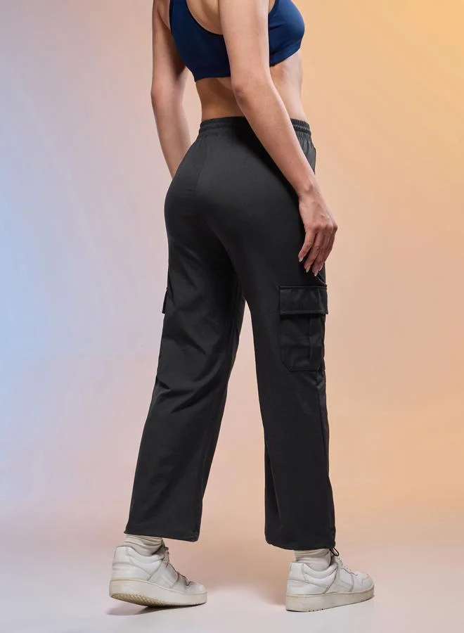 Technosport Technosport Women Solid Slim Fit Sports Cargo Track Pants