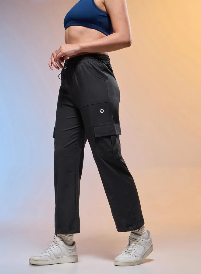 Technosport Technosport Women Solid Slim Fit Sports Cargo Track Pants
