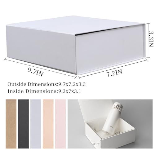 Rsgift 5 Pack of White Gift box,9.7x7.2x3.3 Gift Packaging Gift Boxes for Valentines Day Flower Gift Boxes for Presents Birthday Christmas,Thanksgiving Day - Image 2