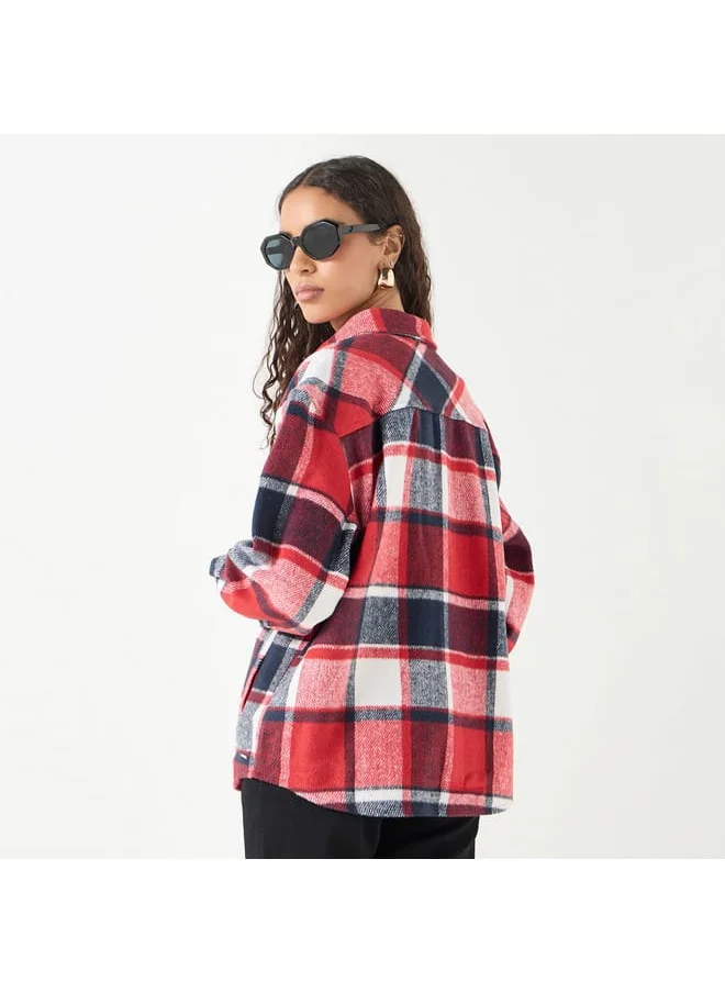 Lee Cooper Lee Cooper Checked Shacket with Long Sleeves and Pockets
