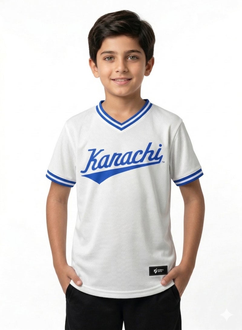 Baseball United Karachi Monarchs Kids' V-Neck Jersey - Image 3