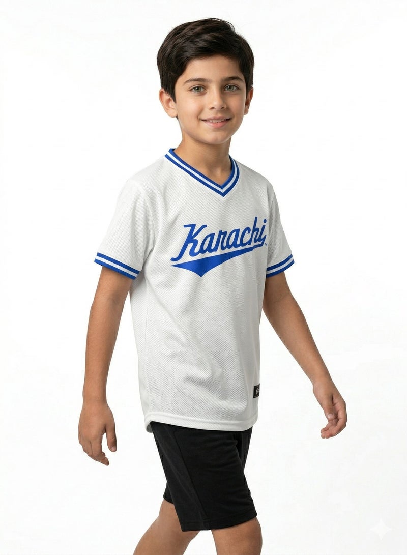 Baseball United Karachi Monarchs Kids' V-Neck Jersey - Image 1