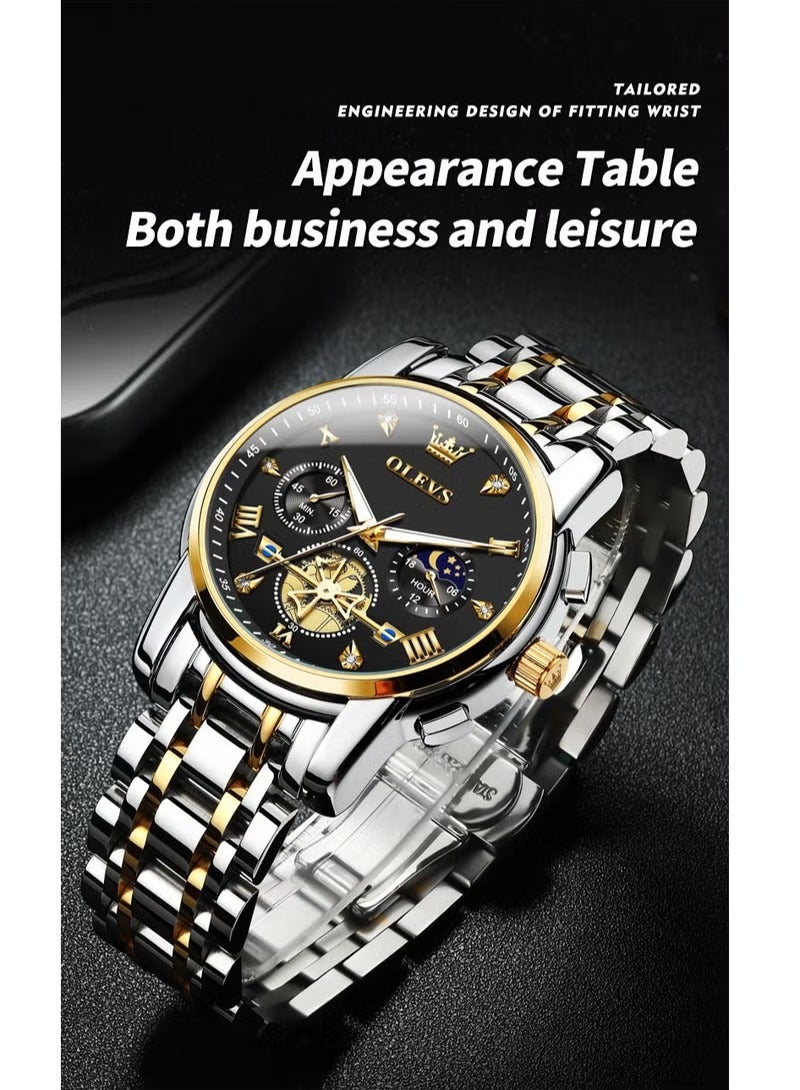 أوليفز ساعات رجالية عصرية من الستانلس ستيل كوارتز كرونوغراف مقاومة للماء 2856 - Image 5