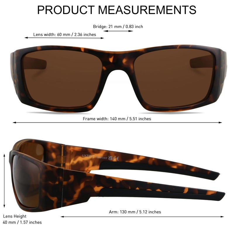 LYZOIT Polarized Sports Sunglasses for Men Women Wrap Around Unbreakable Frame Driving Fishing Cycling Running UV400 Protection Tortoise Shell - Image 5