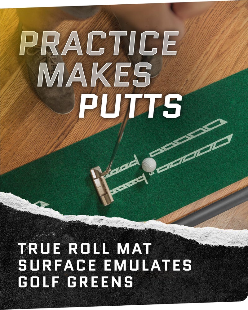 SKLZ ACCELERATOR PRO - Indoor Golf Putting Mat with Auto-Ball Return & Behind-the-Hole Ball Collector - Putter Alignment Guides at 3, 5 & 7 Feet - Rubber-Backed Mat Provides Multi-Surface Stability - Image 2