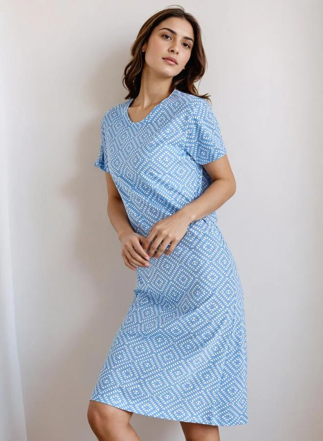 Splash FAV Knee Length Night Dress with Print