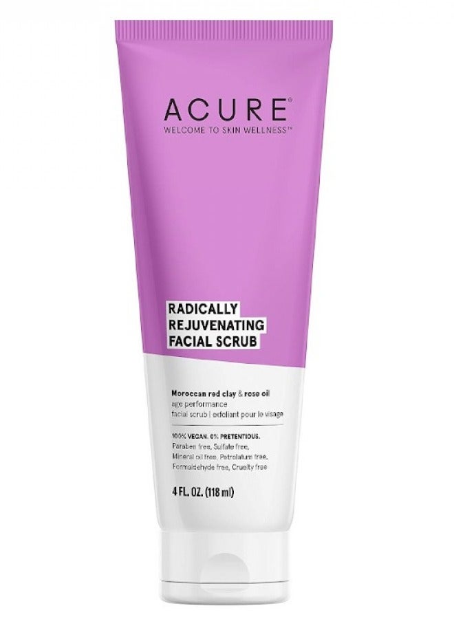 Acure Radical Rejuvenating Facial Scrub – 100% Vegan – Provides Anti-Aging Support With Moroccan Red Clay & Rose Oil – Gently Exfoliates and Leaves Skin Soft – 4 fl oz - Image 1