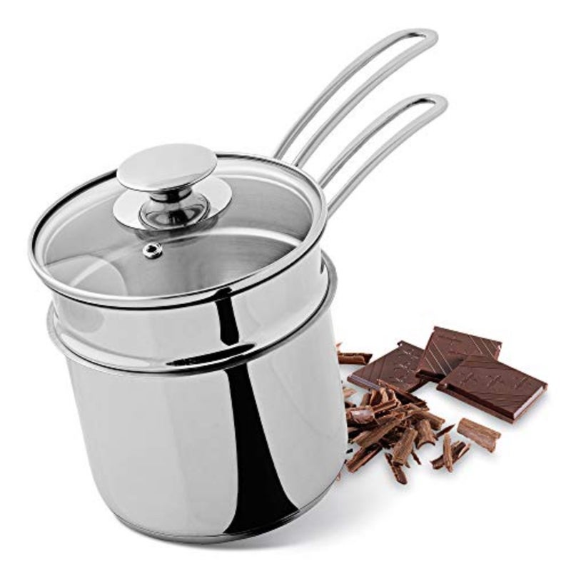 Bain Marie/Double Boiler Sandwich Base with Glass Lid, Silver, 15 cm - Image 4